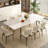 Ecklund 62.9 To 94.4 White Sintered Stone Expandable Stretching Dining Table Chair Set-335745495