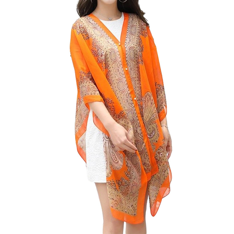 Peignoir en dentelle au genou, Orange