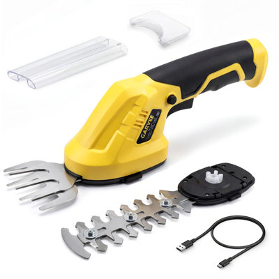 Taille-haie sans fil 2 en 1 et cisaille à gazon - moteur sans brosse 7,2 V, interrupteur de sécurité double, rechargeable de type C - Léger pour la pelouse et le jardin - Noir + jaune 108u