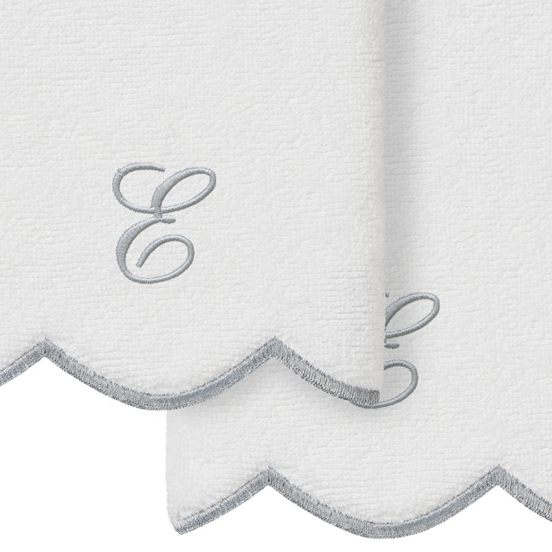 Ensemble de serviettes Linum Home Textiles 100% coton turc ADORNIA, E, Blanc / Gris, Ensemble de 2 serviettes à doigts