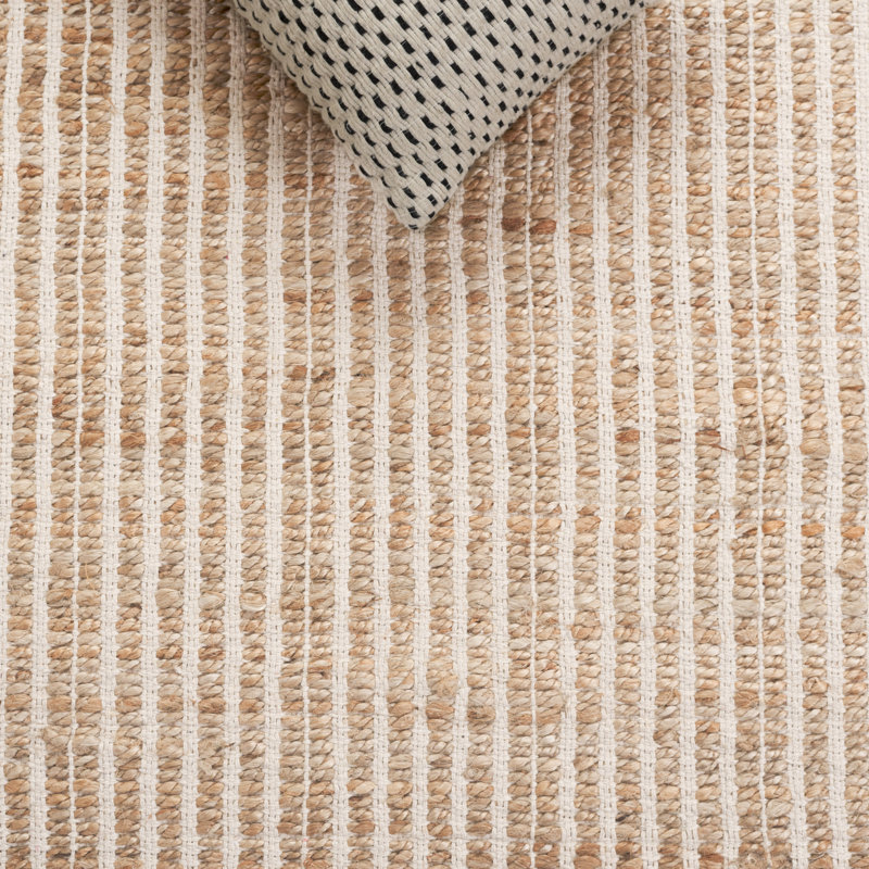 Natural Fiber 126 Hand Woven 70% Jute; 30% Cotton Geometric Shapes Rug, Square 7'