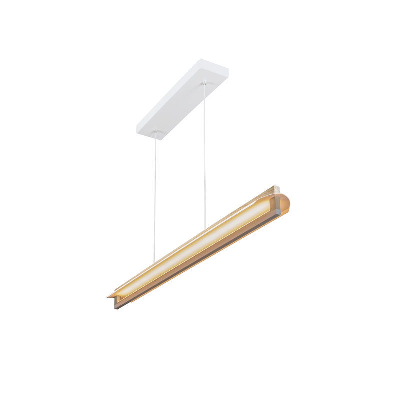 Nubis Linear Pendant -  White Washed Oak - White Canopy - Linear Canopy - Integrated LED, 3500 K