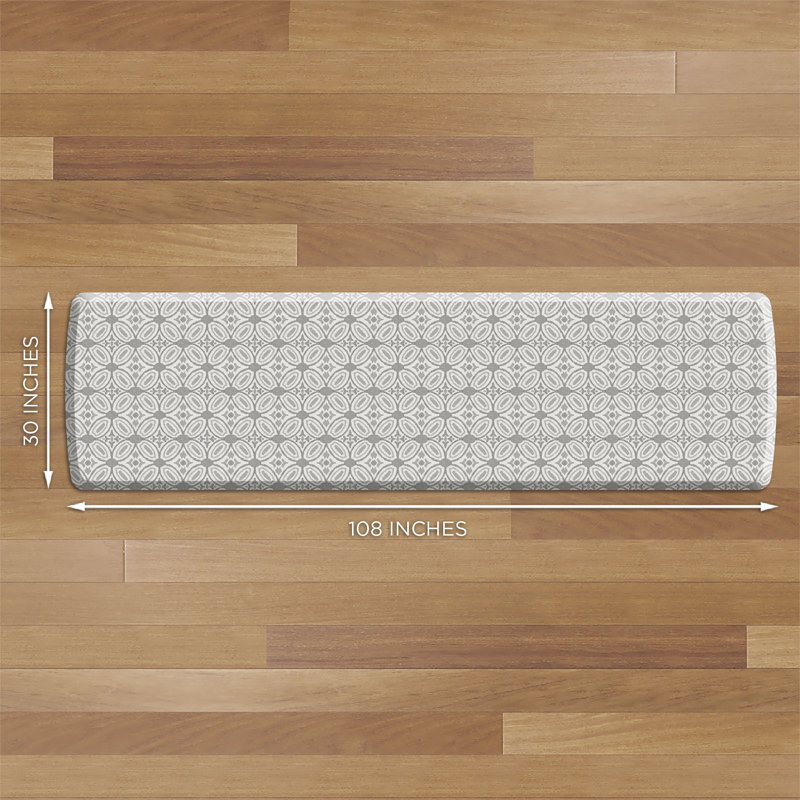 Designer Comfort Anti‑Fatigue Kitchen Comfort Mat – Atlas Medallion Grey, 30" x 108", Grey