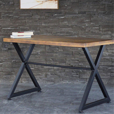 Contemporary Industrial Desk For Computer Or Hallway Decor With Natural Wood Appearance And Metal Legs, 30" H X 47.2" W 23.6" D, Long - Lasting Design