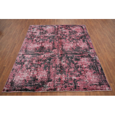 Modern Distressed Pink Abstract Area Rug 8x10