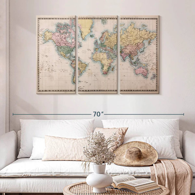 Aliaz Mercator Projection World Map, 32" H x 50" W