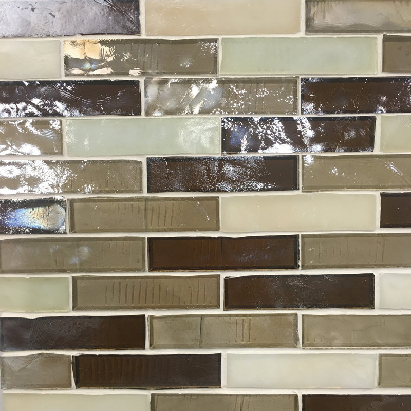 Luxe 11" x 14" Cast Glass Brick Joint Mosaic Wall Tile