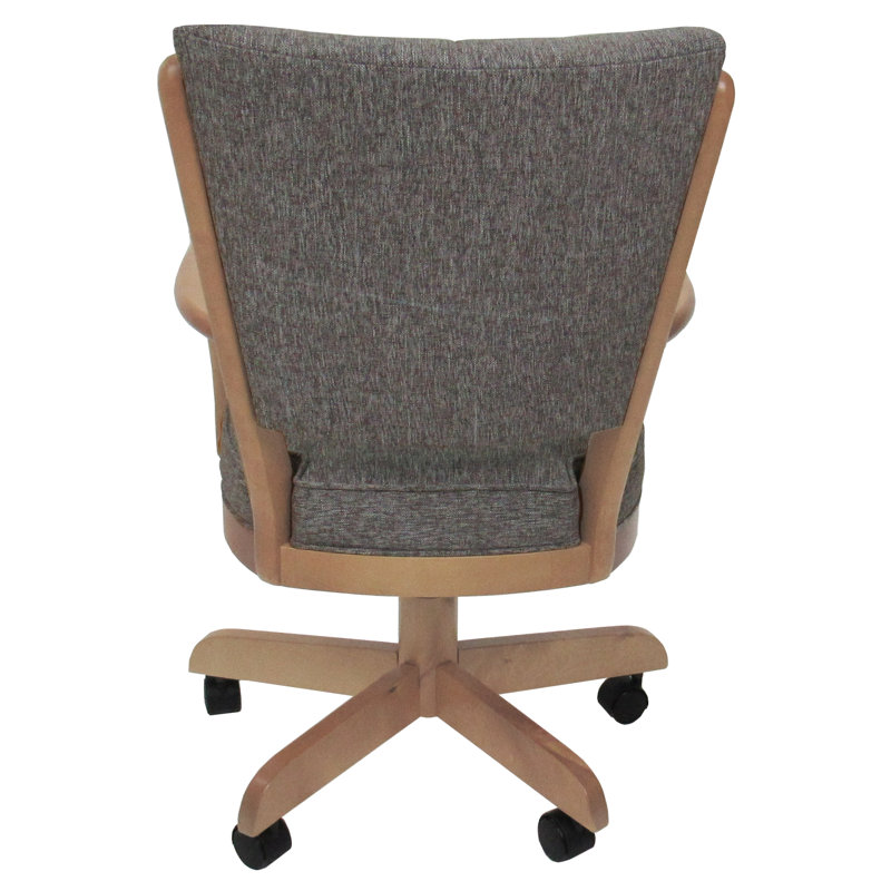 Gravois Swivel Wood Caster Chair with Arms, Mojave Gray, Natural