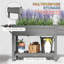Lit de jardin surélevé spacieux, boîte de jardin surélevée en bois, avec table d'appoint, tablette inférieure, doublures de lit et trous de drainage