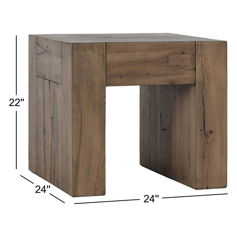 Solid Wood Sled End Table, Brown