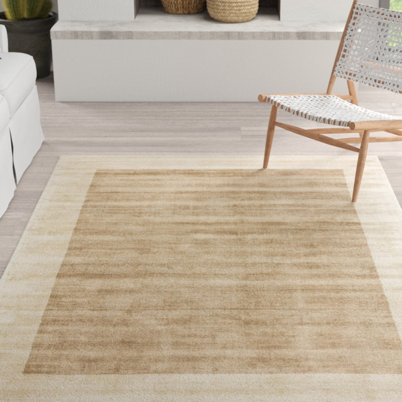 Desrosiers Shinny Bordered Putty/Champagne Area Rug, Rectangle 160 x 230cm