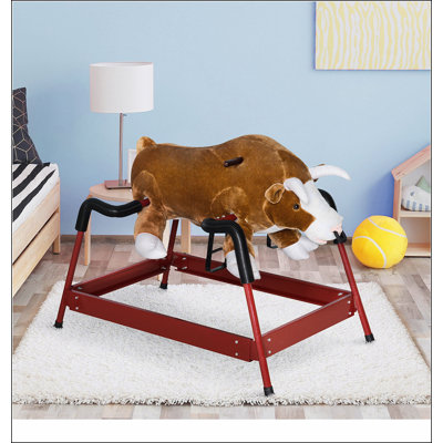Qaba Kids Spring Rocking Horse Rodeo Bull Style with Realistic Sounds for Children over 3 Years Old