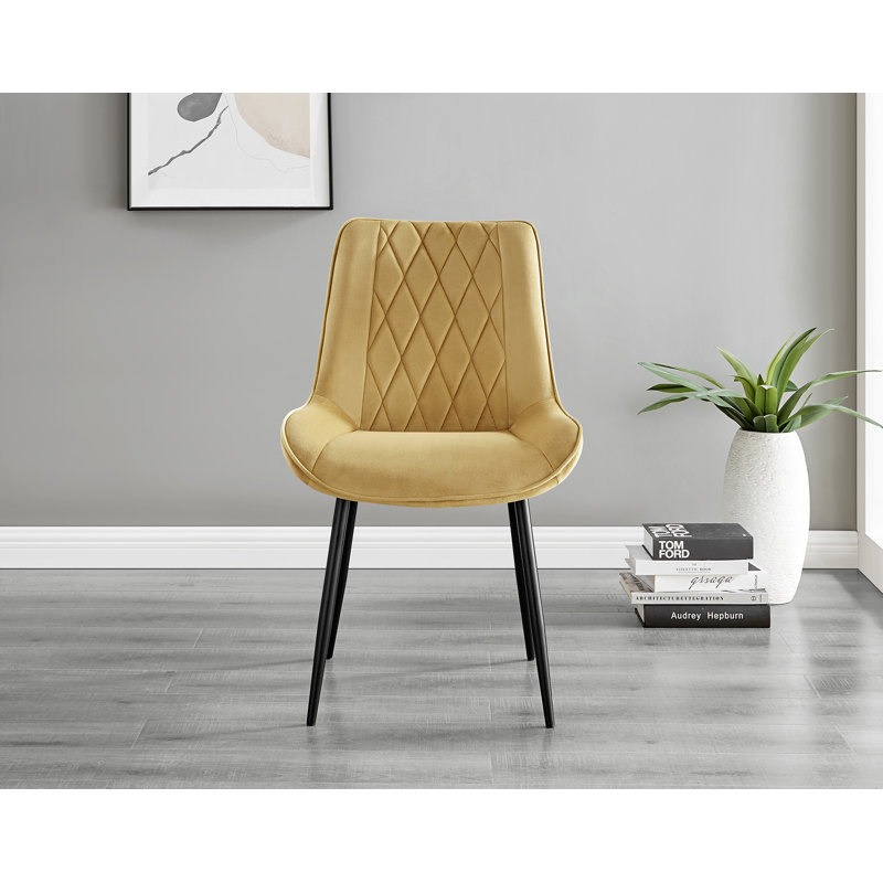 Lenworth Dining Set with 4 Chairs, Silver, Mustard/Black