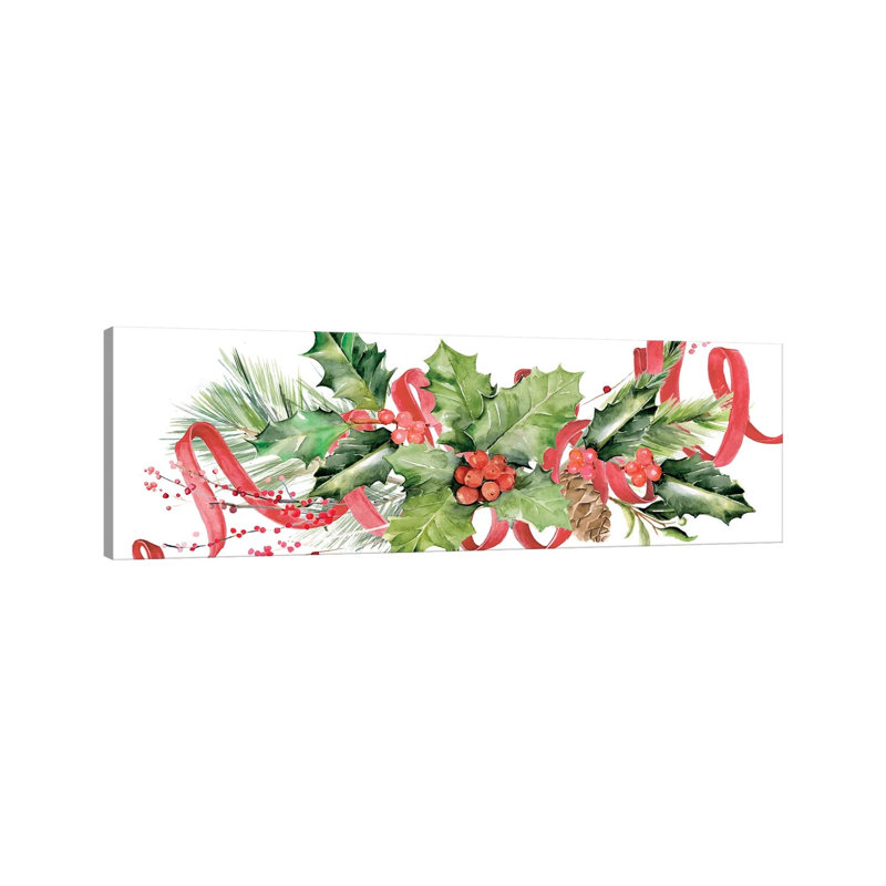 Cardinal Holly Christmas Collection D by Jennifer Paxton Parker - Wrapped Canvas Panoramic Gallery-Wrapped Canvas Giclée