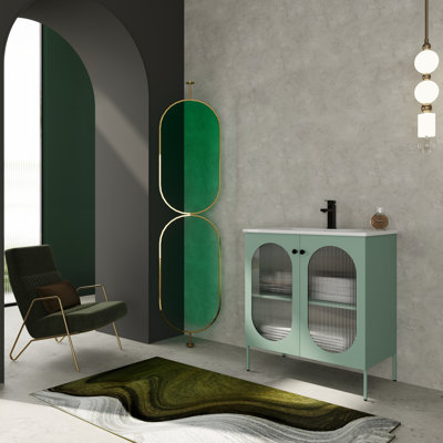 Meuble-lavabo autoportant de 30 po avec lavabo en céramique