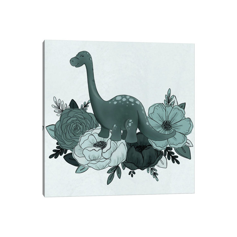 Brontosaurus Florals by Katie Bryant - Wrapped Canvas Gallery-Wrapped Canvas Giclée, 45.72 cm H x 45.72 cm W x 1.91 cm D