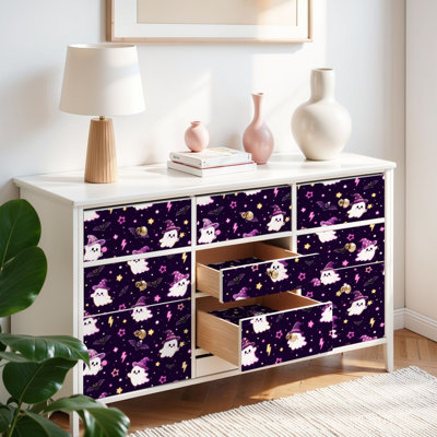 Peel and Stick Wallpaper Contact Paper Cute Ghosts Witch Self Adhesive and Removable 17.7in x 118in(45x300cm)