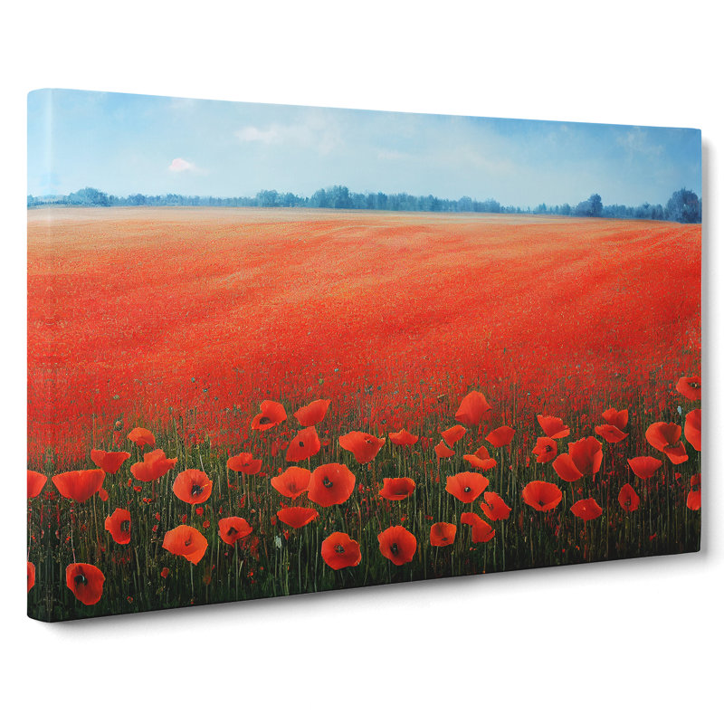 Superb Poppy Field Flowers - Wrapped Canvas