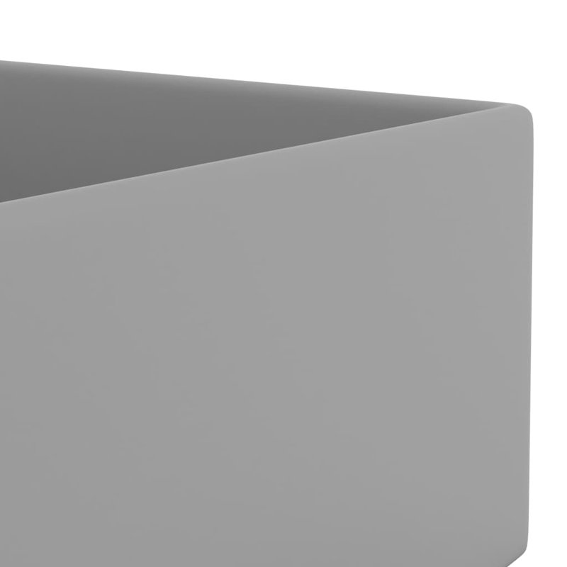 Belfry Bathroom Kettering 480mm L x 250mm W Ceramic Rectangular Sink with Overflow, Light Grey