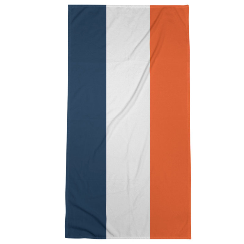 Cotton Blend Beach Towel, Orange/Off White/Navy Blue