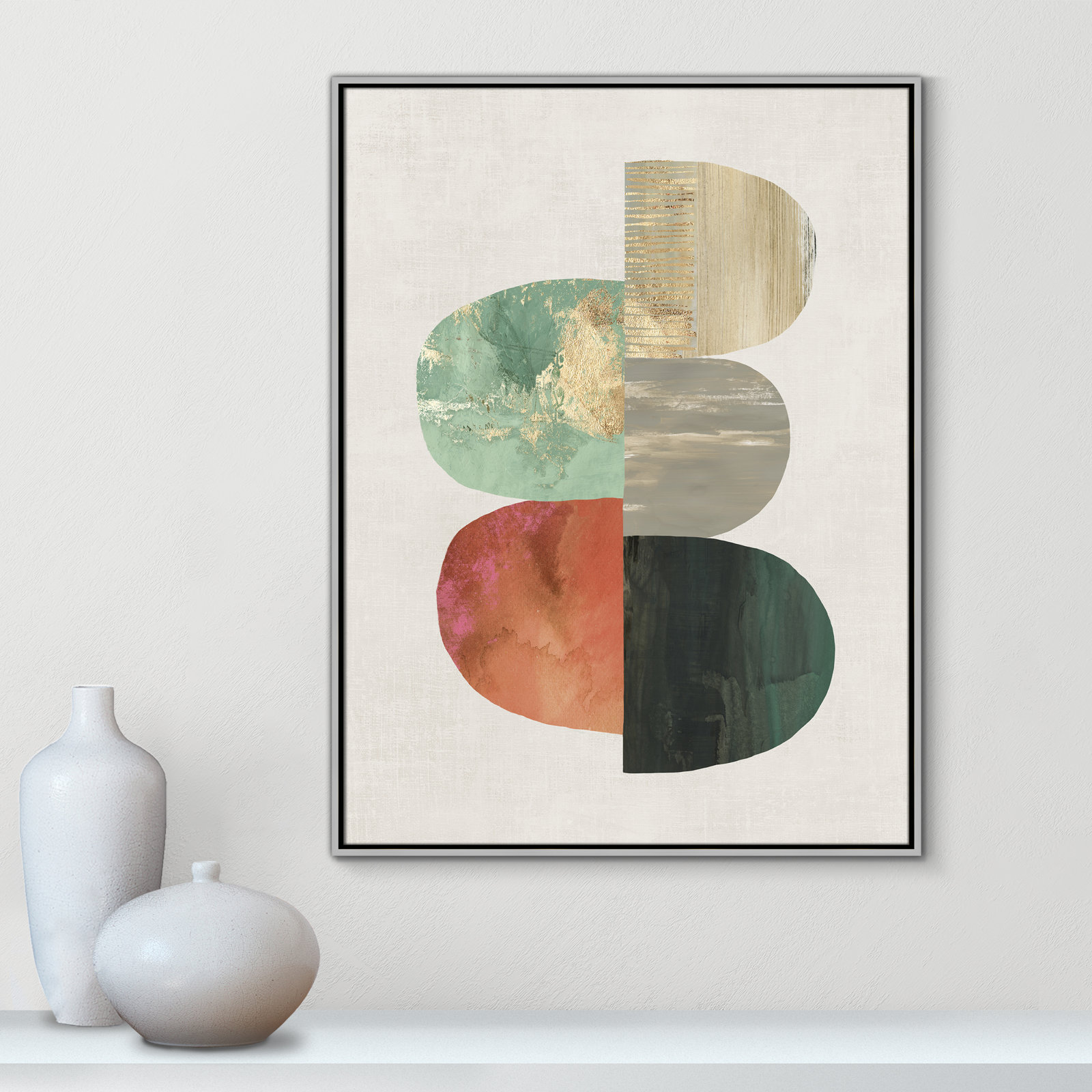 Evolving Energy I - Painting Print, Picture Framed Canvas, 41.5" H x 31.5" W, Silver