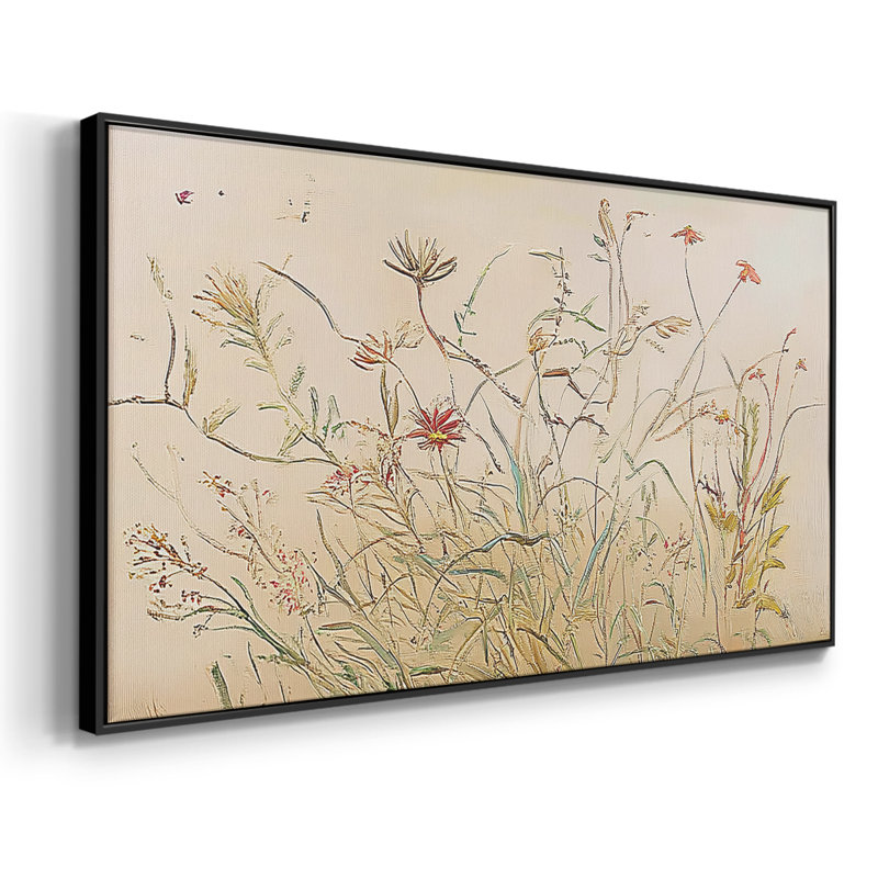 Botanical Series-CECII- Toile tendue avec châssis tendue, prête à être accrochée, H 25 po x l 49 po, Noir