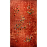 Antique Oversized Chinese - Art Deco Chinese Floral Knotted Rug