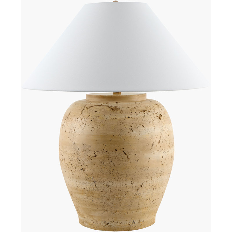 Lampe de table Jessia, Beige, Blanc