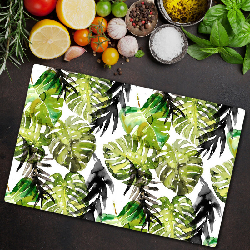 Auburntown Tempered Glass Palm Leaf Chopping Board, 52cm x 80cm