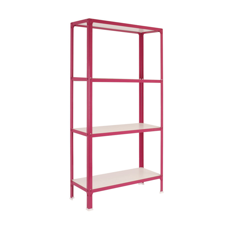 Vanhoose 80cm W Steel Height -Adjustable Shelving Unit, Rose/White