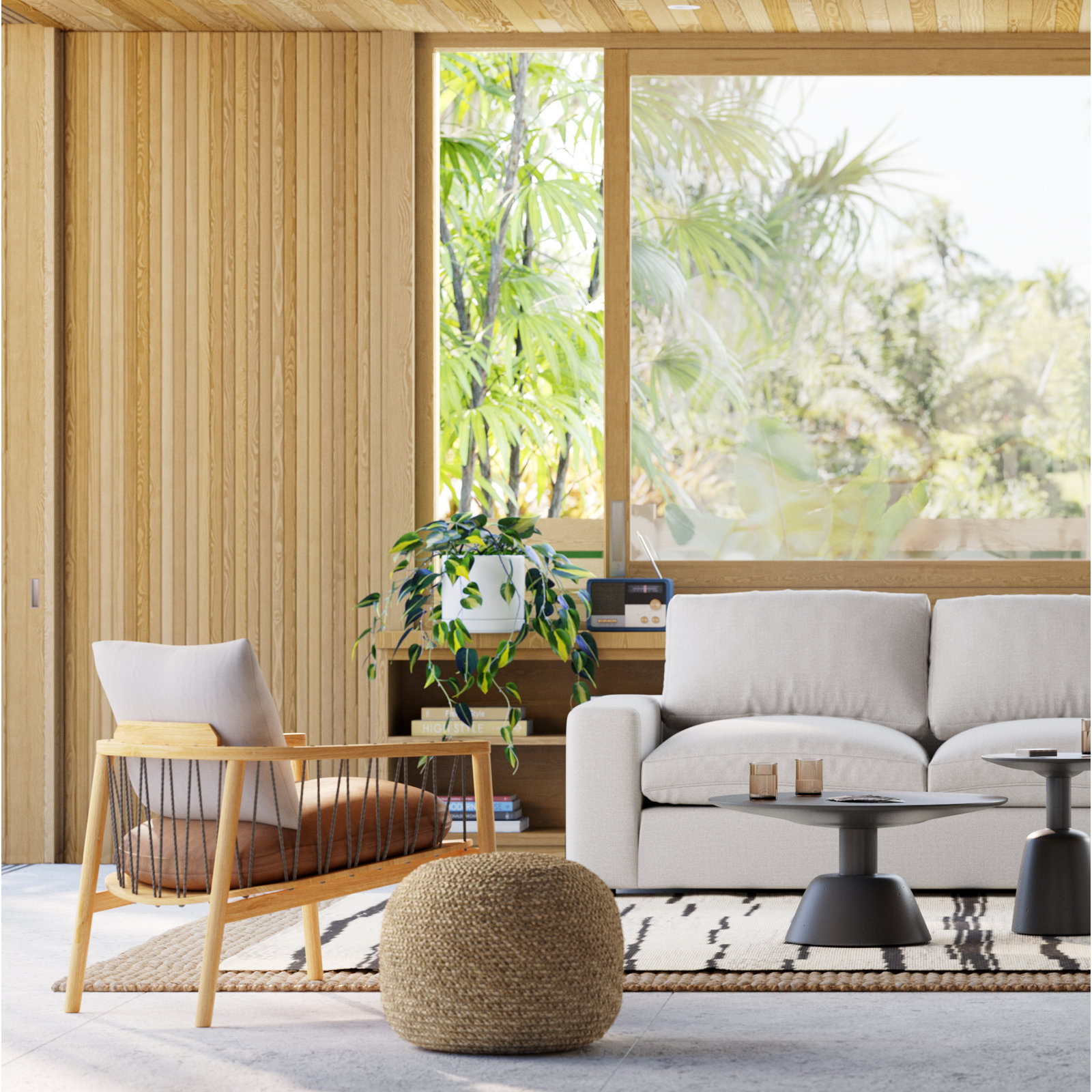 Rodriguez Upholstered Pouf, Khaki