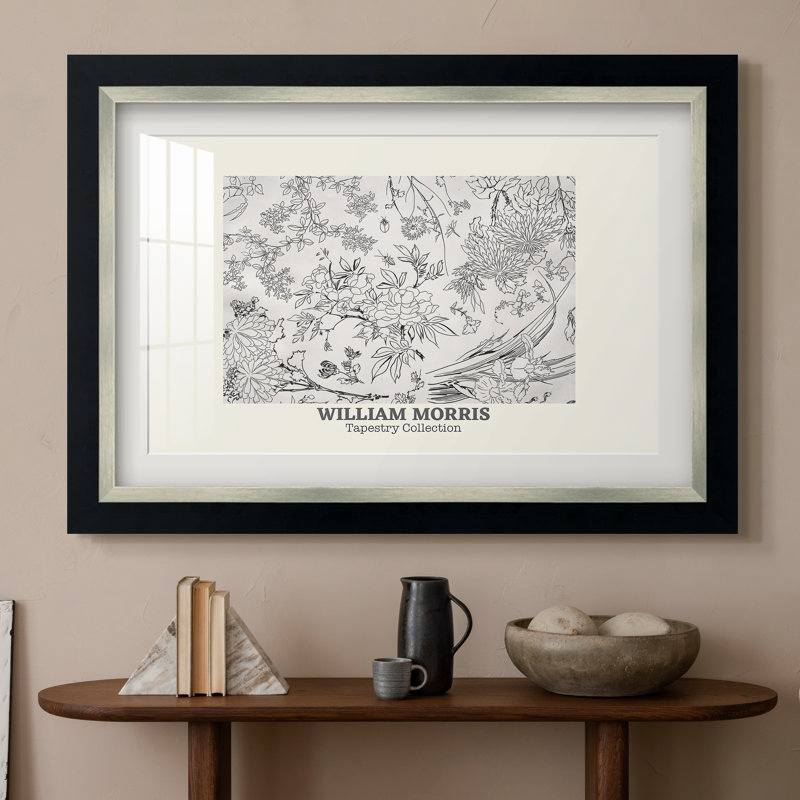 Fleurs, 1866 (Inspiré par Morris) - Félix Bracquemond - Estampe encadrée sur mesure, 16x22 INNER SIZE, Framed Print with Mat