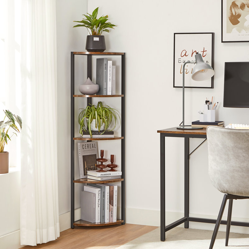 Shreya 129.5cm H x 30cm W Steel Corner Bookcase