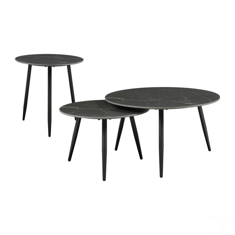 Ensemble de tables d'appoint et de table d'appoint 3 pièces Modern Modern, Noir