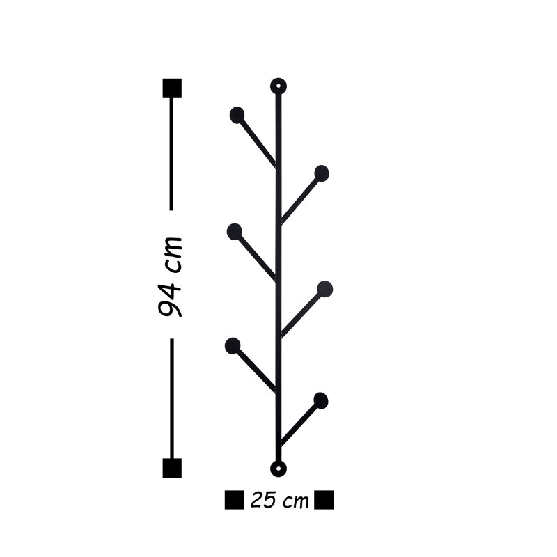 Crochet mural en métal durable, noir, 9,8 po x 37,0 po | Fabrication 100% métal, épaisseur: 0,06 po | Installation facile avec fonction de fixation murale | Parfait pour organiser manteaux, sacs et accessoires