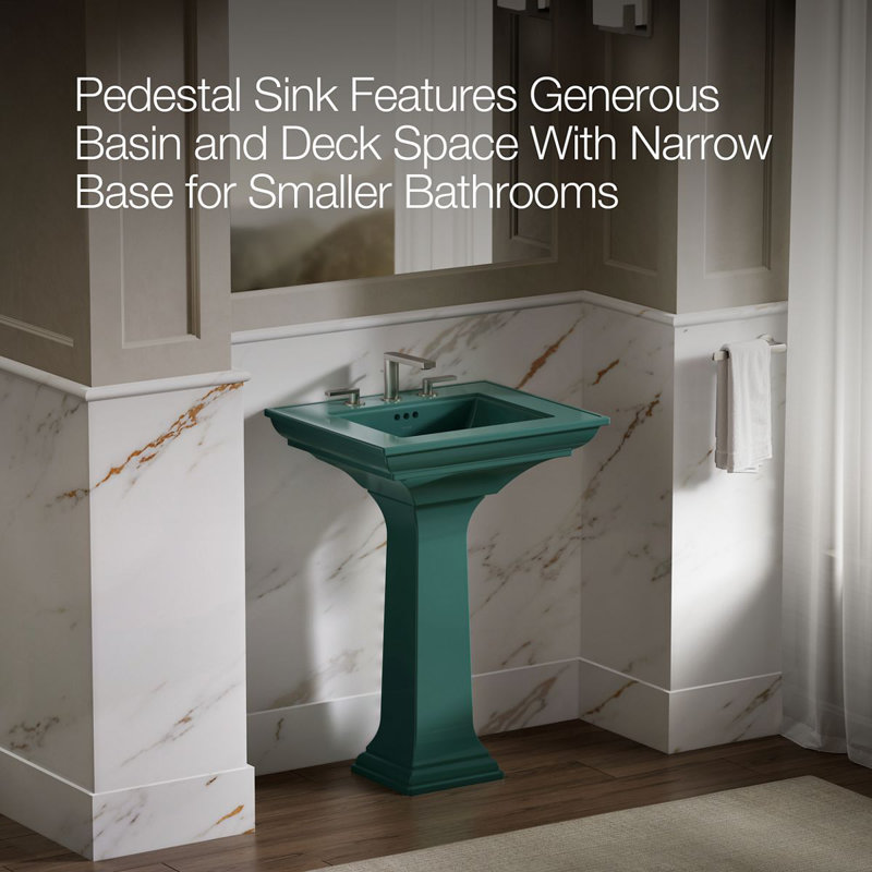 Memoirs® Stately 24" Pedestal Bathroom Sink with 4" Centerset Faucet Holes, 8" Centers, 34.75" H x 20.5" W x 24.5" L, Teal