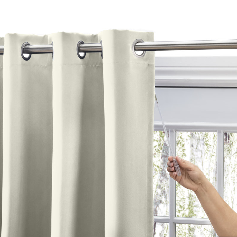 Ardelle Blackout Single Curtain Panel, 56" W x 45" L, Ivory with Brushed Nickel Grommets