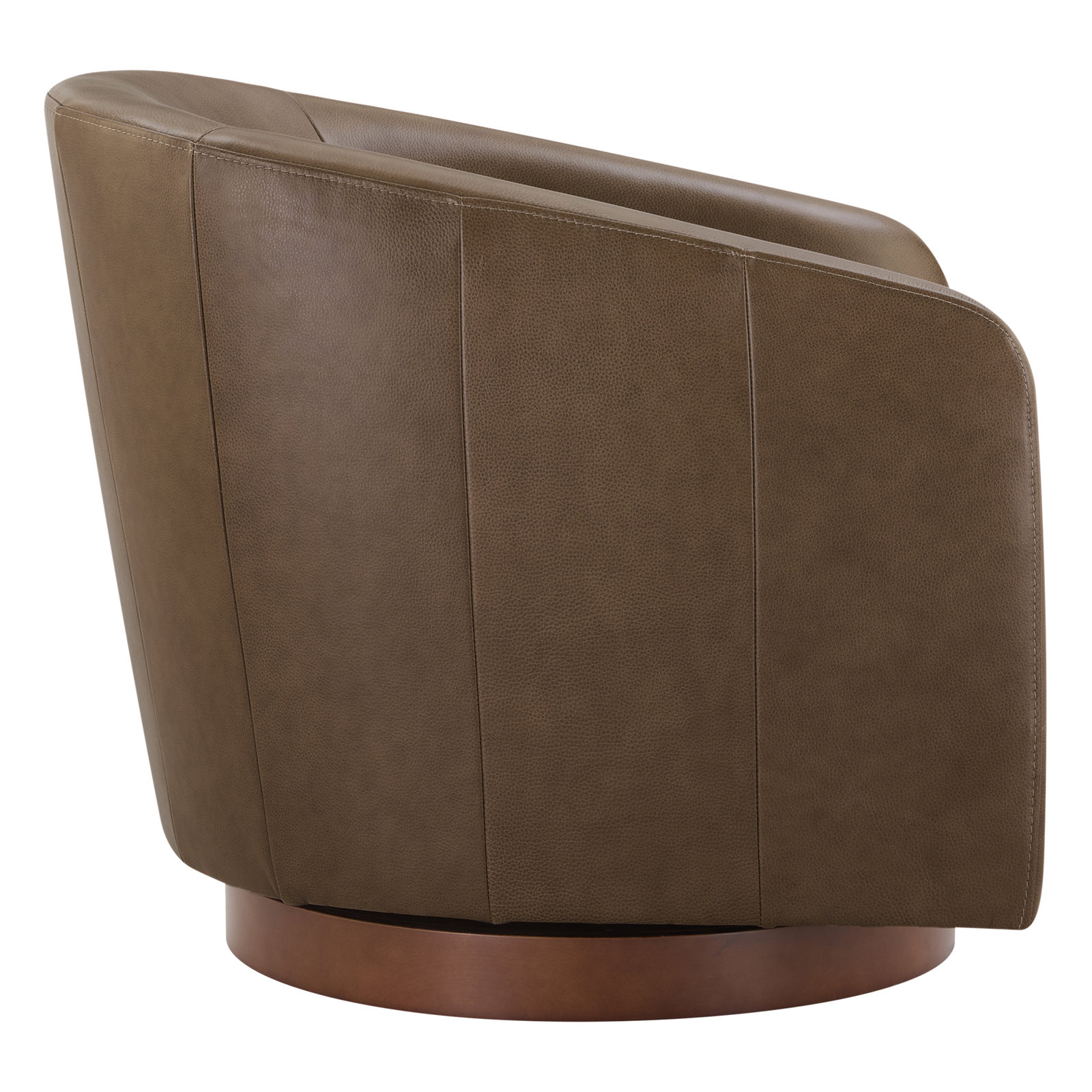 Bennett Genuine Leather Swivel Barrel Chair, Brown