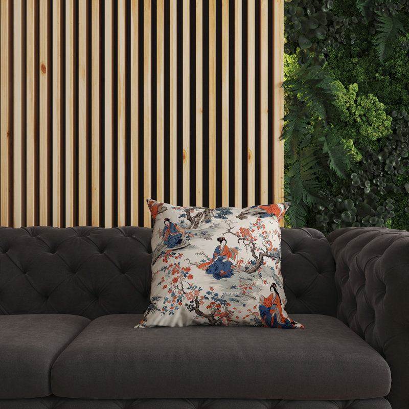 Coussin intérieur / extérieur Imperial Palace Garden, H 16 po x l 16 po, Bleu/orange