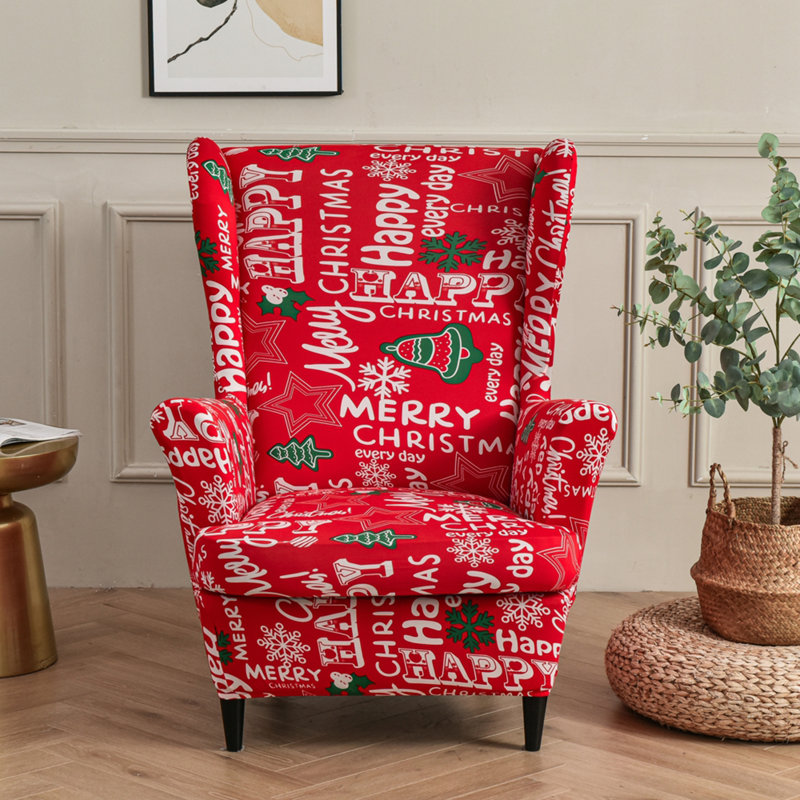 Housse extensible pour tabouret tigre, Rouge / blanc 100% coton