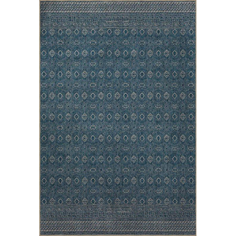 Tapis bleu lavable à motif bleu, Sous-tapis rectangulaire 2 pi 6 po x 4 pi 11 po