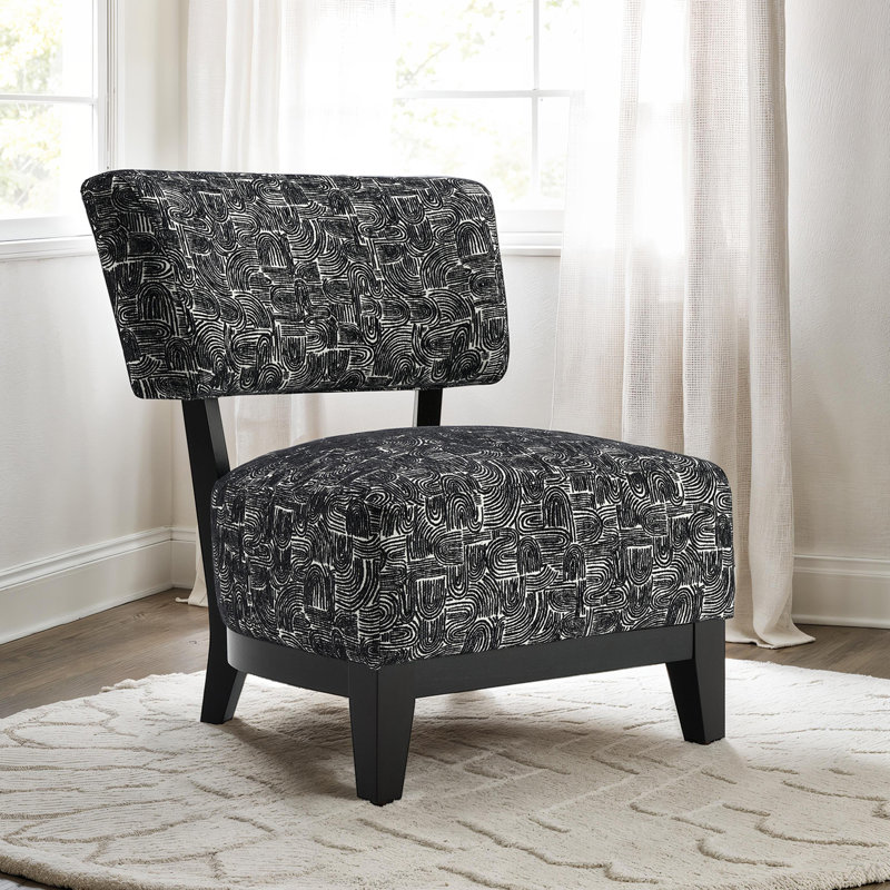 Fauteuil d'appoint rembourré avec dossier incliné Swirle, Noir