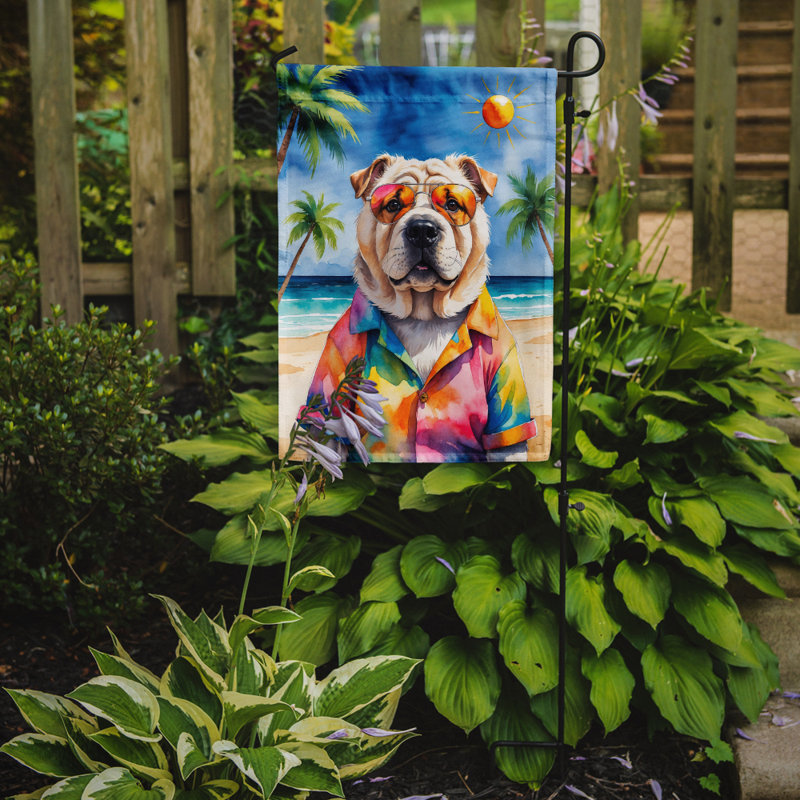 Bouvier bernois avec drapeau de jardin, Shar Pei