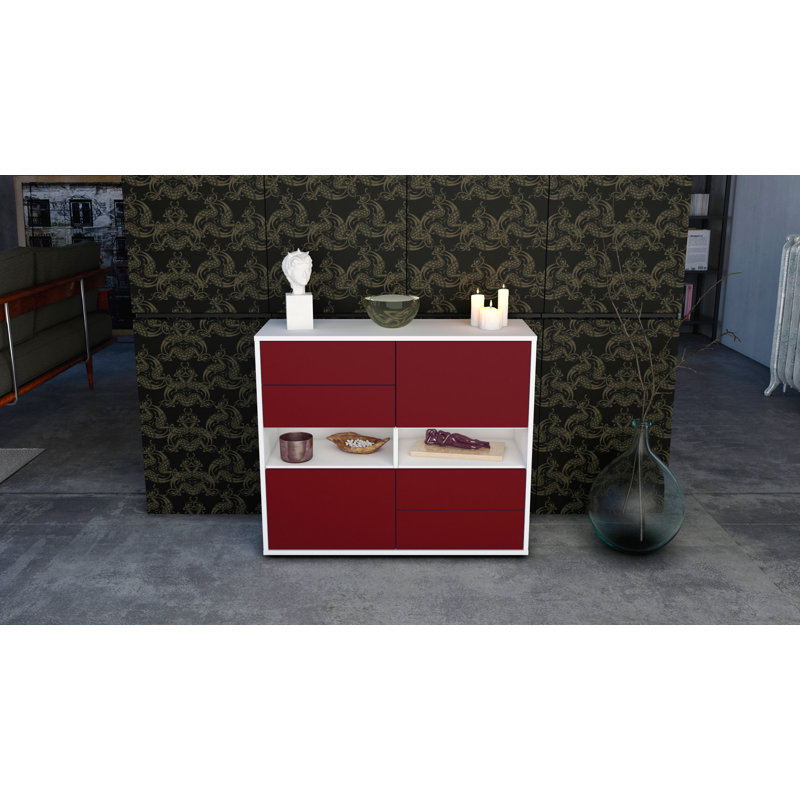 Prosper 92cm Sideboard, White/Red