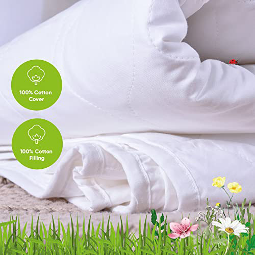 Lancashire Textiles Luxury Breathable 100% Natural Cotton Filling & Cover Lightweight 1 Tog Keep Cool Summer Duvet Quilt