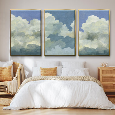 Cumulus Tower I - Ensemble de 3 cadres flottants sur toile