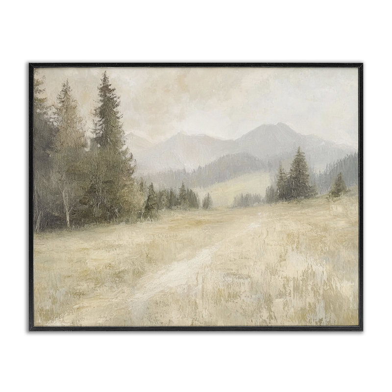Giclée encadrée «Fog on Mountain Valley», conception par Petal Prints Design, H 11 po x l 14 po, Giclée encadrée noir minuit