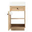 Meuble-lavabo Wille de 18,5 po de style rustique, lavabo en résine réversible, fabrication d'armoire, tablette intérieure réglable pour rangement personnalisé, poignées élégantes en alliage de zinc, surface à grain de bois, fermeture en douceur