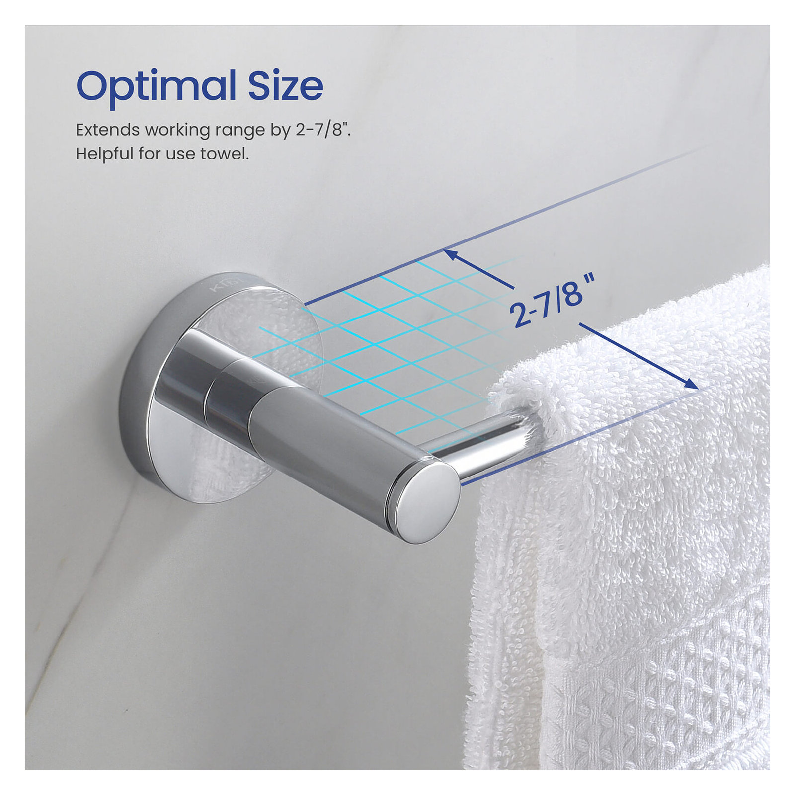 Wall Mounted Towel Bar, Chrome, 2.13" H x 19.81" W x 2.88" D