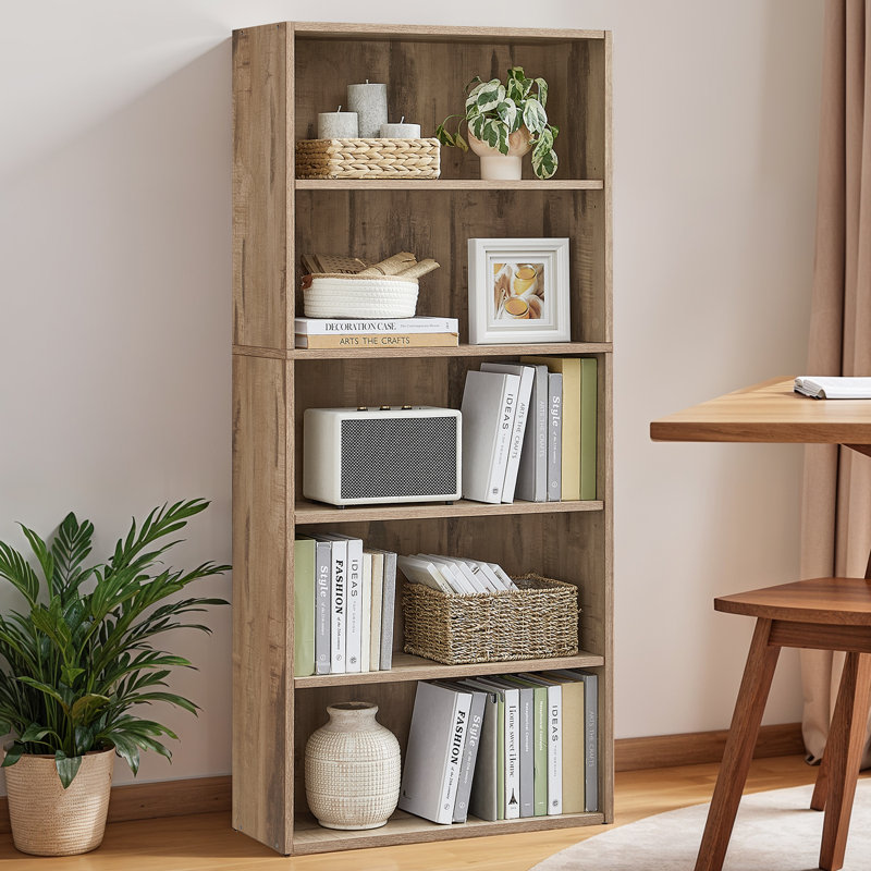 5-Tier Standard Bookcase, Camel Brown
